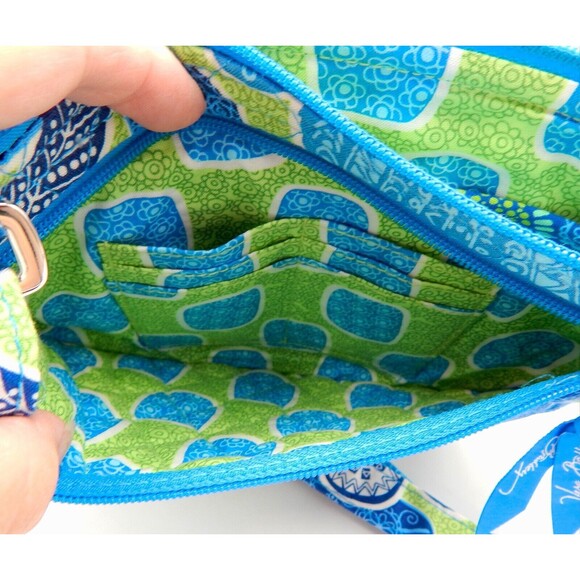 Vera Bradley Lizzy Crossbody Doodle Daisy Shoulder Bag Blue Green - Picture 6 of 12